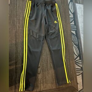 Adidas Kids Charcoal Joggers with Neon Yellow Stripes
